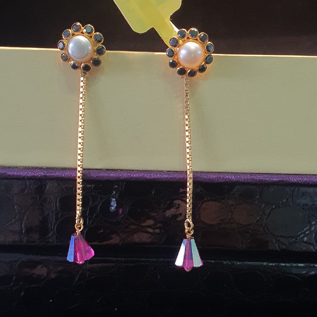 91.6 peral Moti black stone hanging earrings
