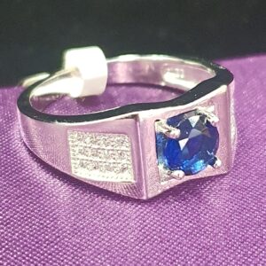 925 Blue Diamond Fancy Design Gents Ring