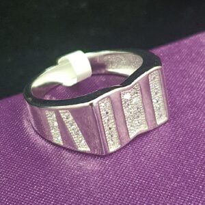 925 white diamond fancy gents ring