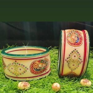 GOLD BANGLES GREEN WHITE MARRIAGE CHUDA