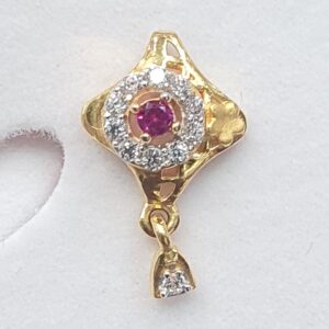 916 red and white diamond fancy pendant set