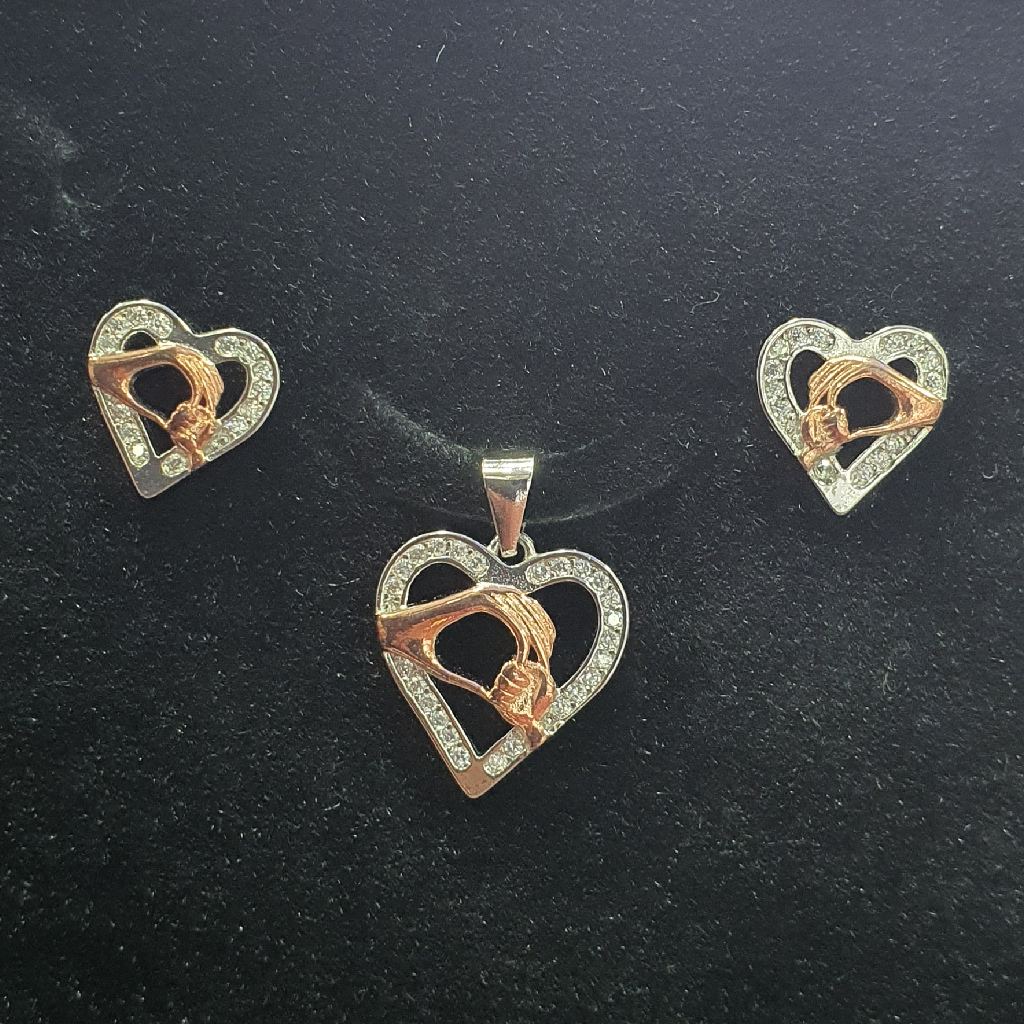925 silver heart pendant set