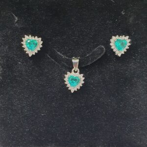 925 Silver Navy Blue Stone Pendant Set