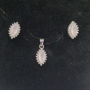 925 silver mini Signal stone Pendant Set