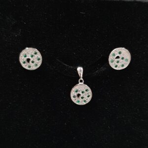 92.5 silver Green Stone pendant set