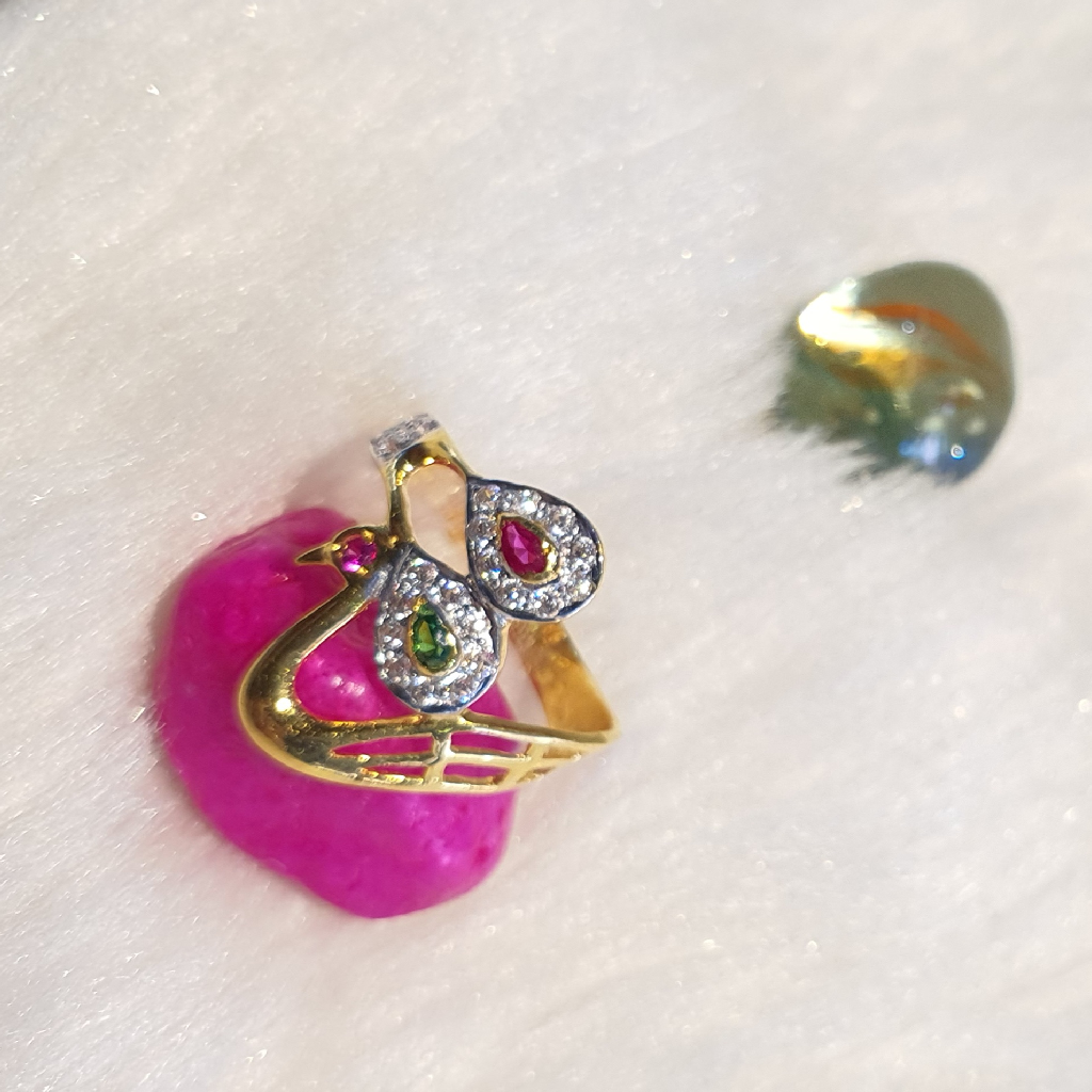 916 22K Peacock Stone Casting Gold Ring - Image 3