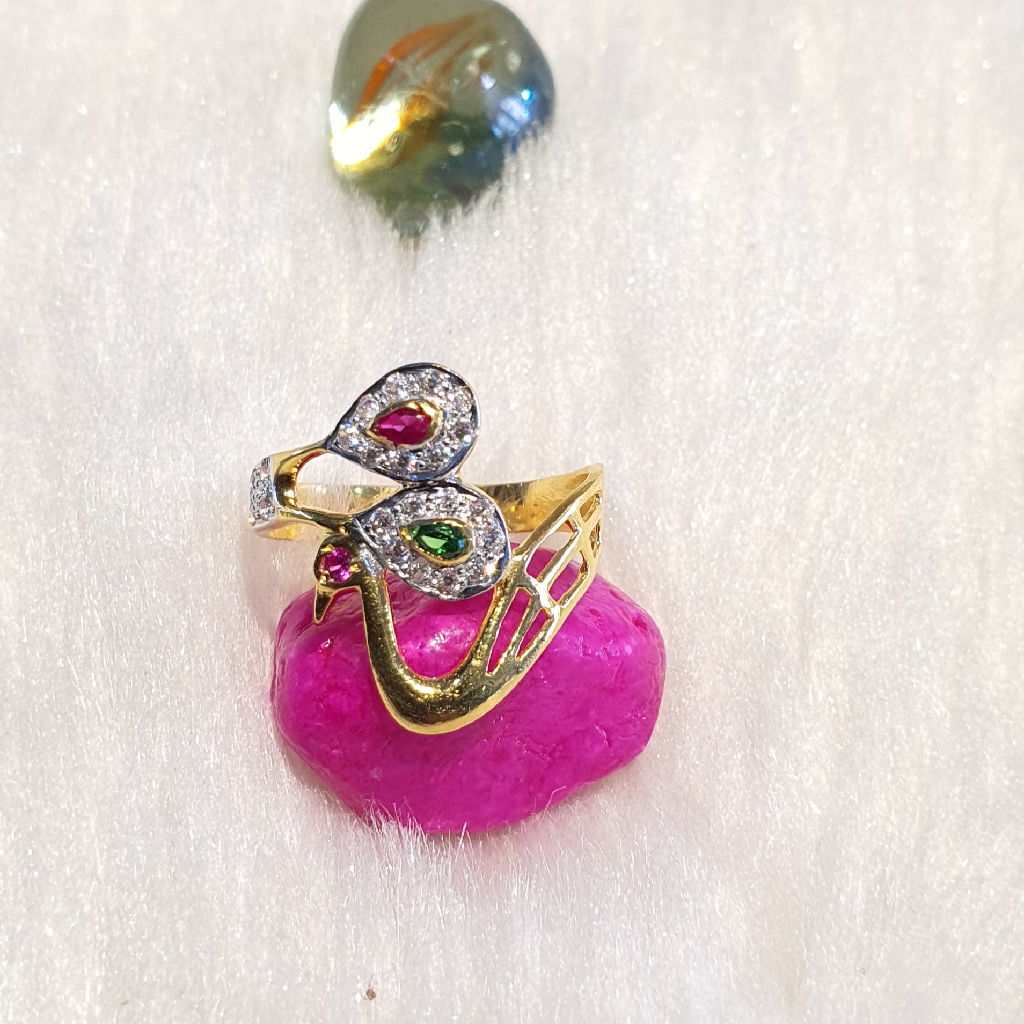 916 22K Peacock Stone Casting Gold Ring - Image 2