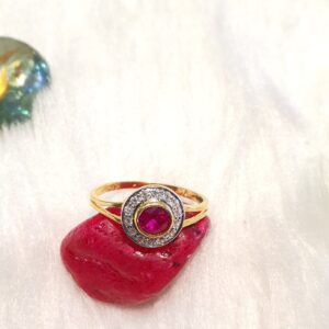 916 22K Gold Handicraft Kottage Red Stone Ring