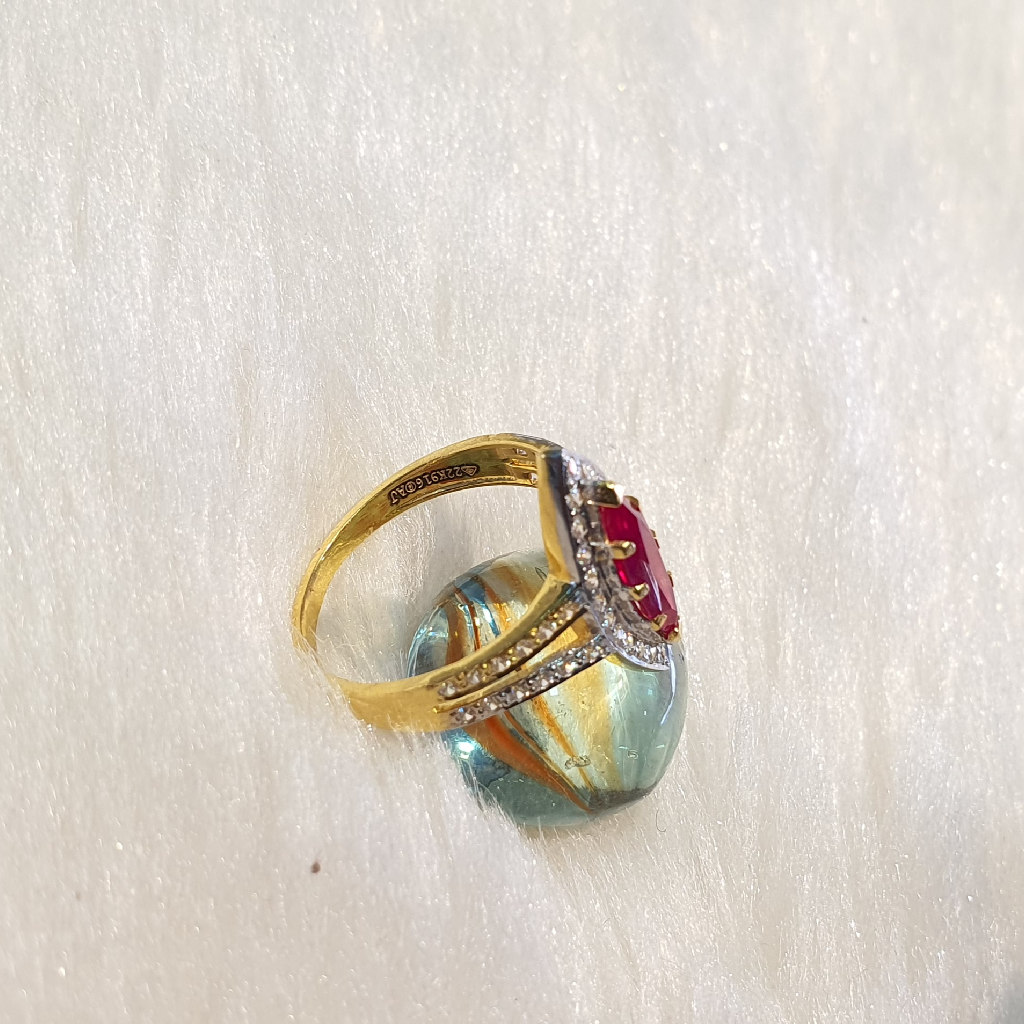 916 Gold russian ruby floral ring - Image 3