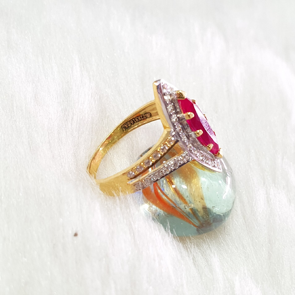 916 Gold russian ruby floral ring - Image 2