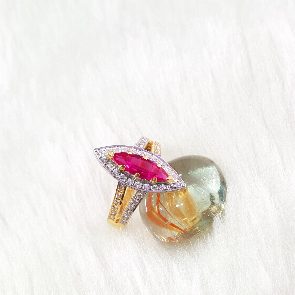 916 Gold russian ruby floral ring