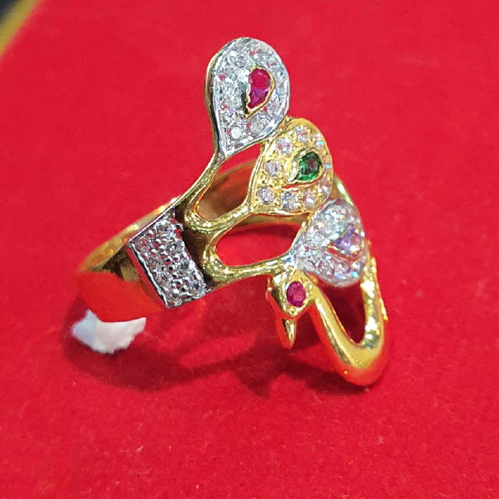 22K 91.6 Gold Peacock Mini Diamond Fancy Ring - Image 4