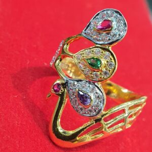 22K 91.6 Gold Peacock  Mini Diamond Fancy Ring