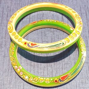 Gold Green And White Peacock Design Chudi