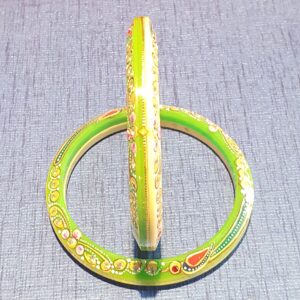 Gold Green And White Peacock Design Chudi