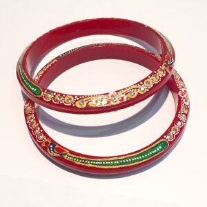 Gold red colour peacock design bangles