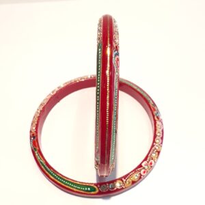 Gold red colour peacock design bangles