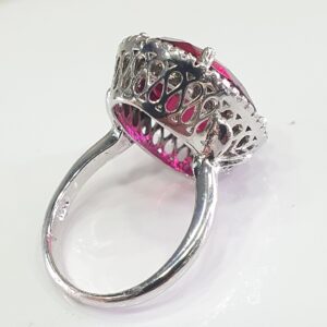 92.5 Silver Red Stone Fancy Ladies Ring
