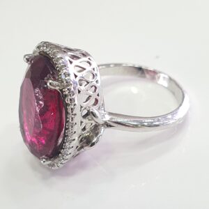 92.5 Silver Red Stone Fancy Ladies Ring