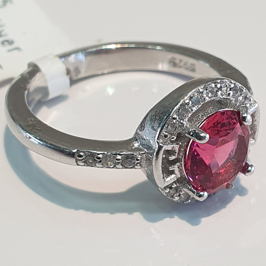 925 Silver Red Stone Ladies ring