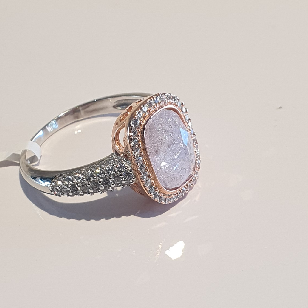 92.5 Silver White Diamond Fancy Design Ladies Ring