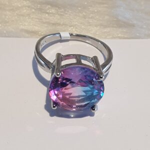 92.5 Silver Rainbow Mystic Topaz Gemstone Ring