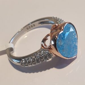 925 silver bluestone heart shape ladies ring
