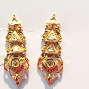 22 K Yellow Fine Gold Unique Abstract Design Earrings