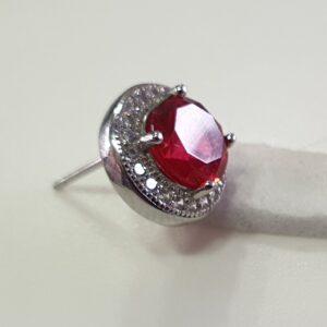925 Sterling Silver Dark Red Stone Butti