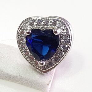 925 Sterling Silver Dark Blue Earrings Mini Diamond
