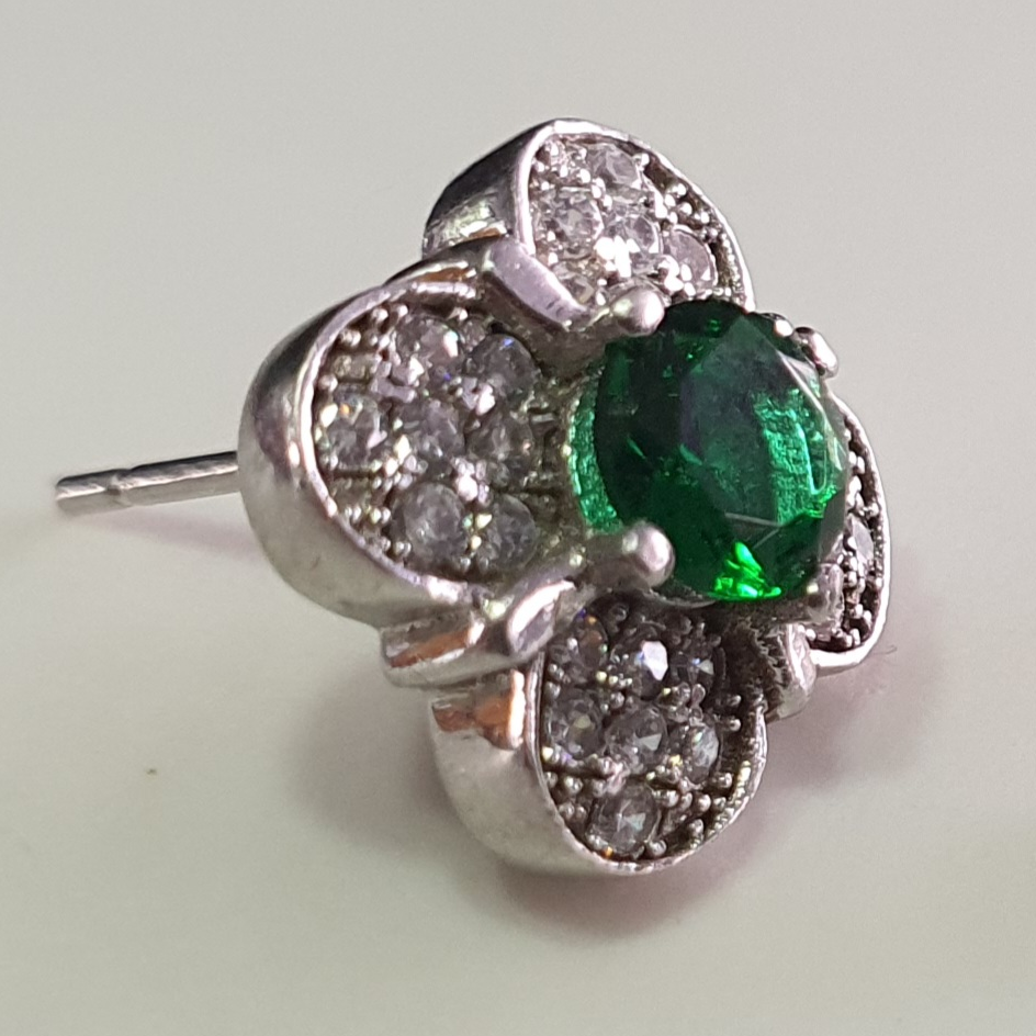 925 sterling silver green stone butti - Image 2