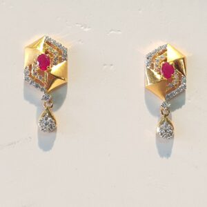 22k Red Diamond Mate Finished Necklace Earrings