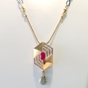 22k Red Diamond Mate Finished Necklace Earrings