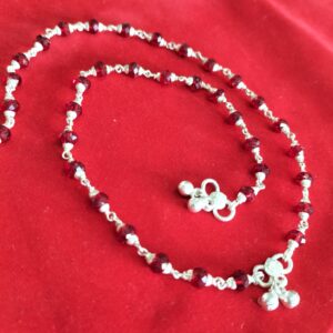 Silver maroon moti payal