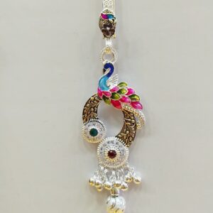 silver Peacock design with meenakari juda