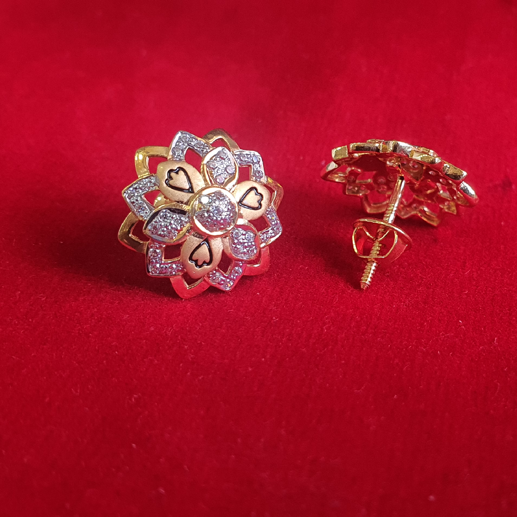 916 gold Rhodium Caster work design earring - Image 2