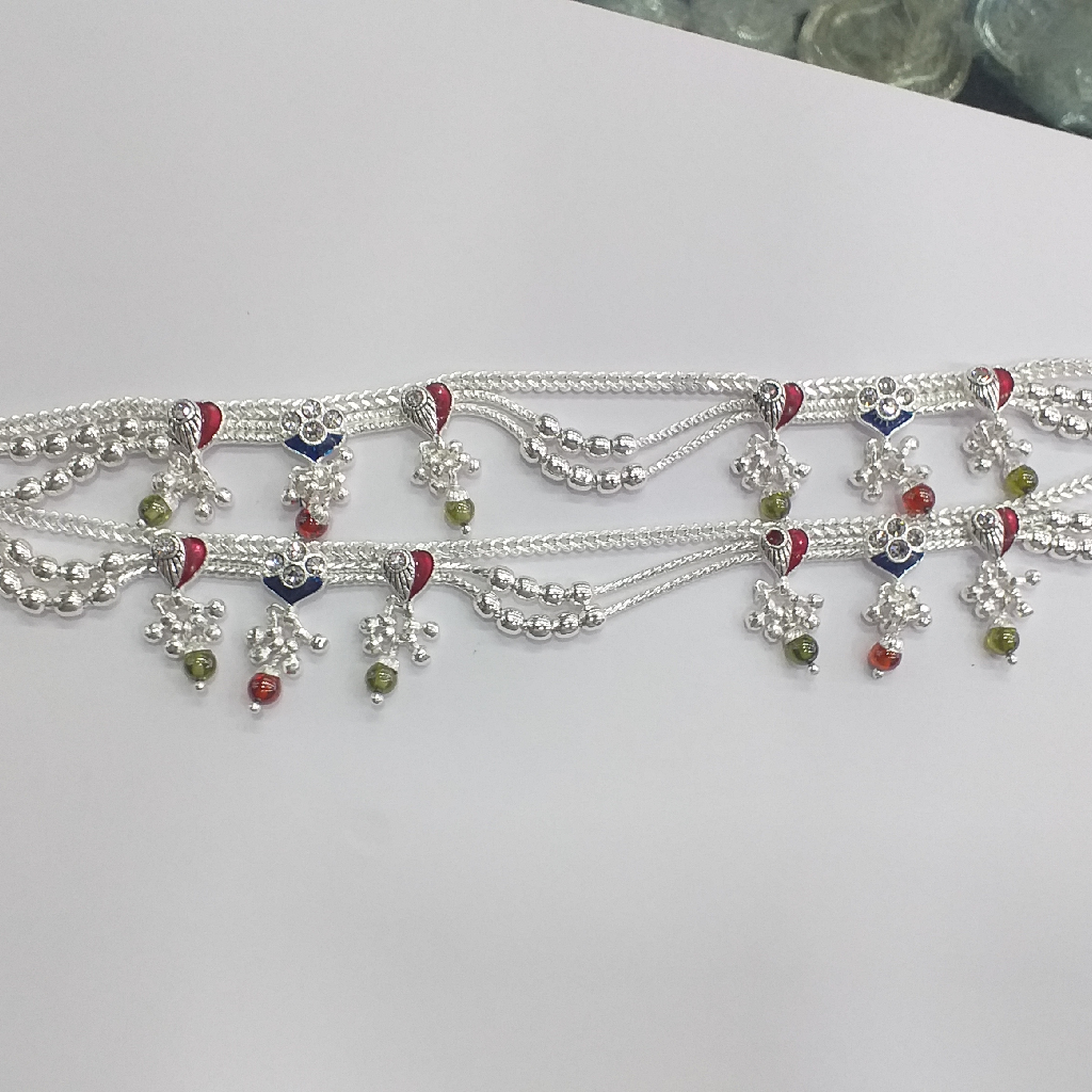 Silver colorful payal Anklets