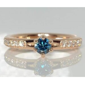 916 Gold Blue Stone Ring For Women