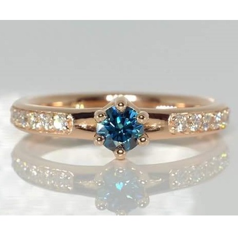 916 Gold Blue Stone Ring For Women