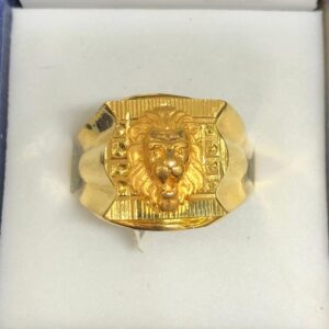 916 Gold Lion Face Design Gents Ring