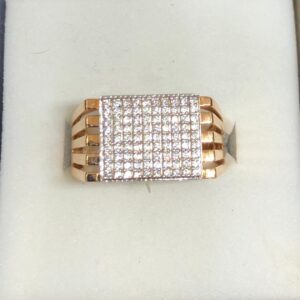18K Gold CZ Square Design Ring For Men
