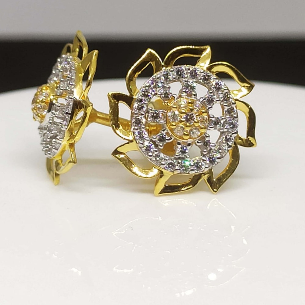 916 gold leave flower design earring