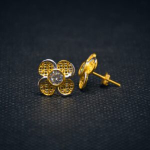 22K Gold Flower Design Earrings
