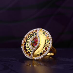 22K Gold Round Diamond Ring