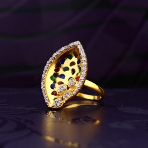 22K Gold Fancy CZ Ring