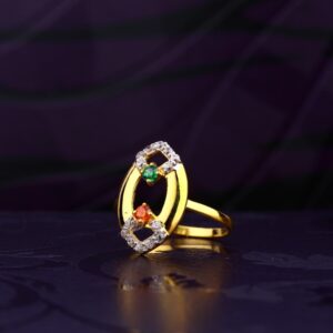 22K Gold CZ Oval Shape Ring