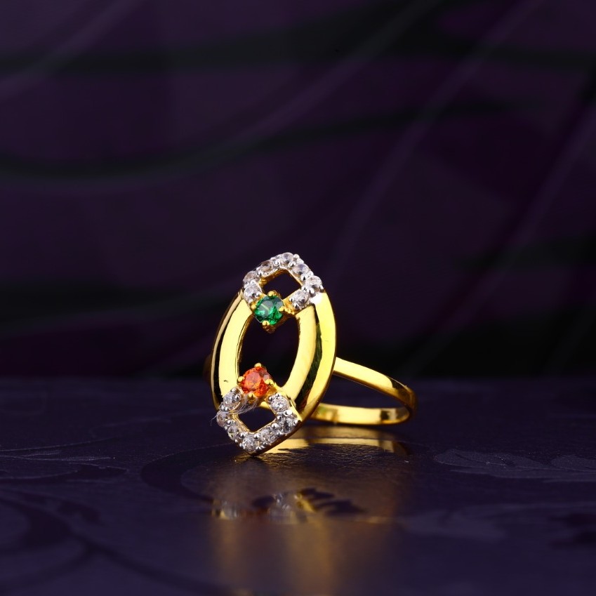 22K Gold CZ Oval Shape Ring