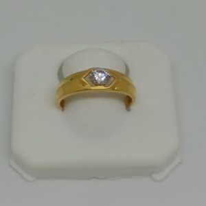 22KT Gold Single Stone Gents Ring MJ-R002