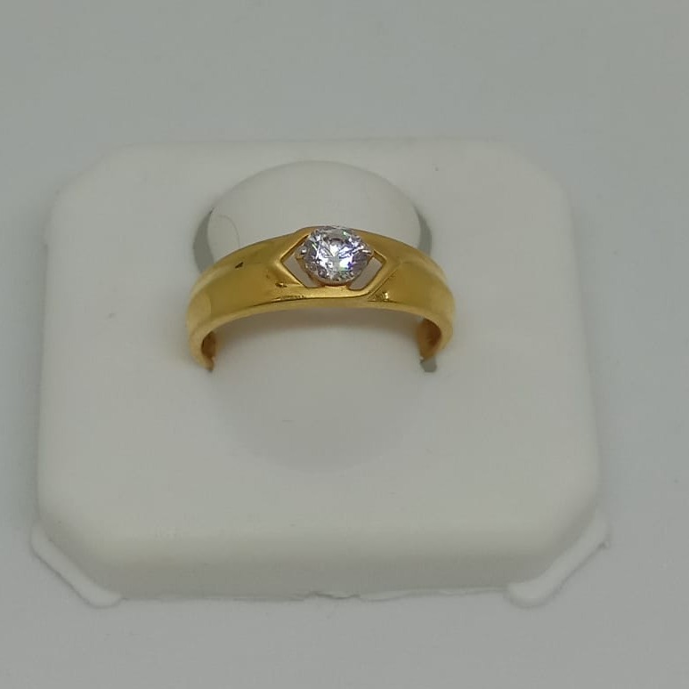 22KT Gold Single Stone Gents Ring MJ-R002