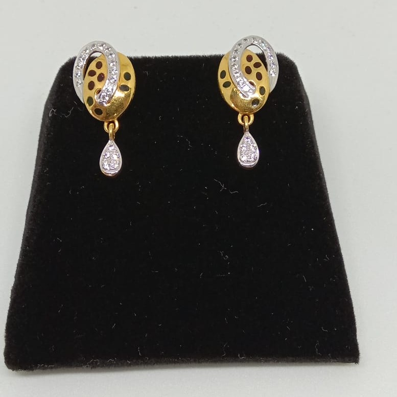 22KT Gold CZ Oval Shape Earring MJ-E014